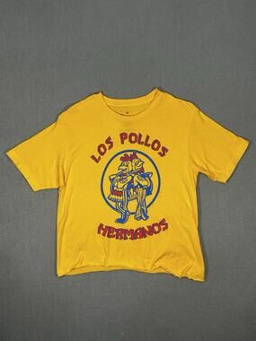 Breaking Bad Los Pollos Hermanos Shirt Mens M Yellow Cropped Graphic Tee